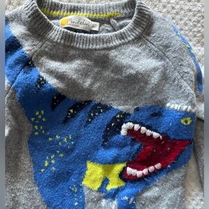 Mini Boden Gray and Blue Dinosaur Sweater / Boys 6-7